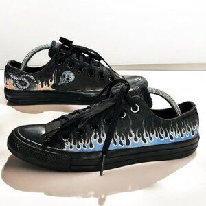 Converse Custom Painted Black Goth Low Cut Sneakers